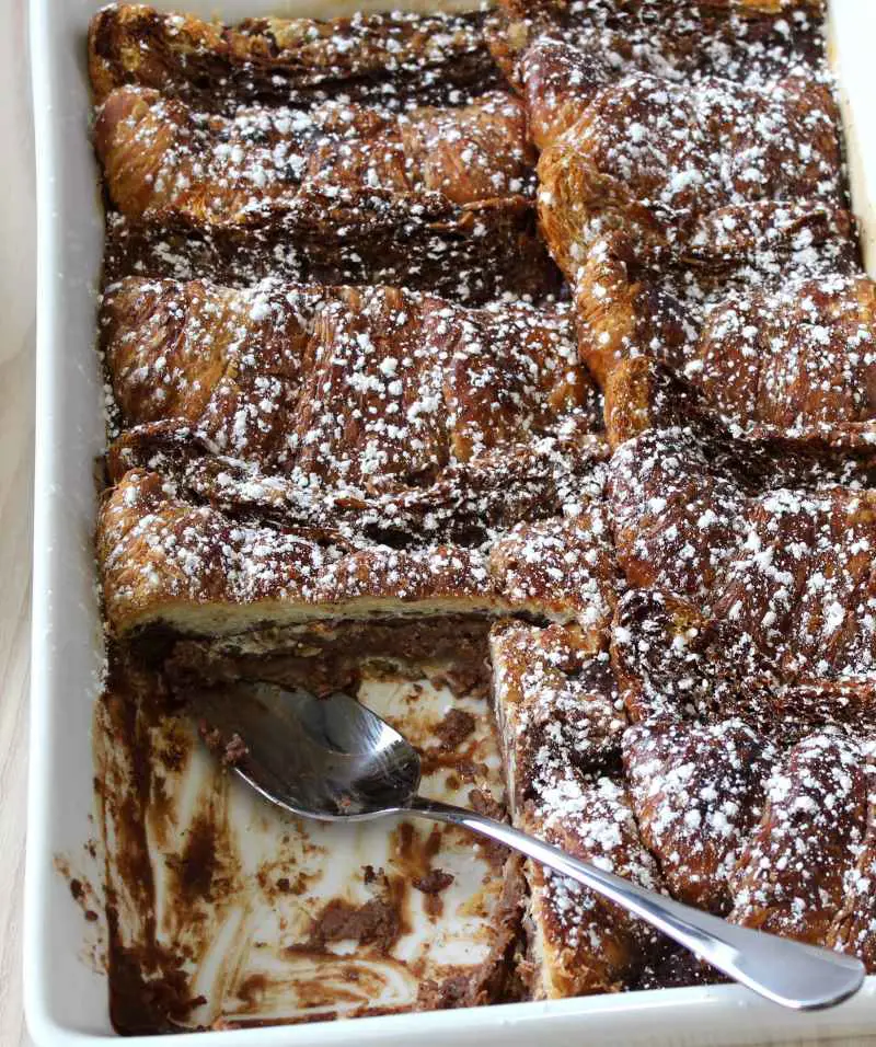 Chocolate bread and butter pudding is a warm and delicious way to end a meal