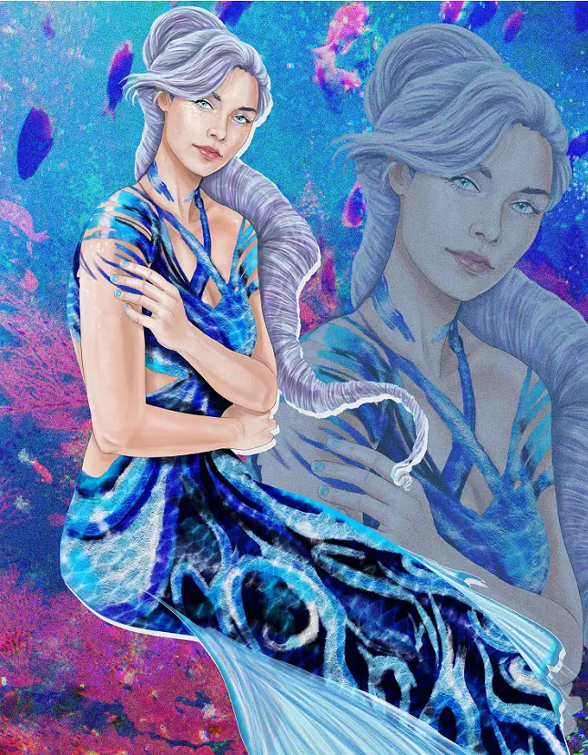 The animated picture of the Mermaid Karina from the live-action film The Little Mermaid
