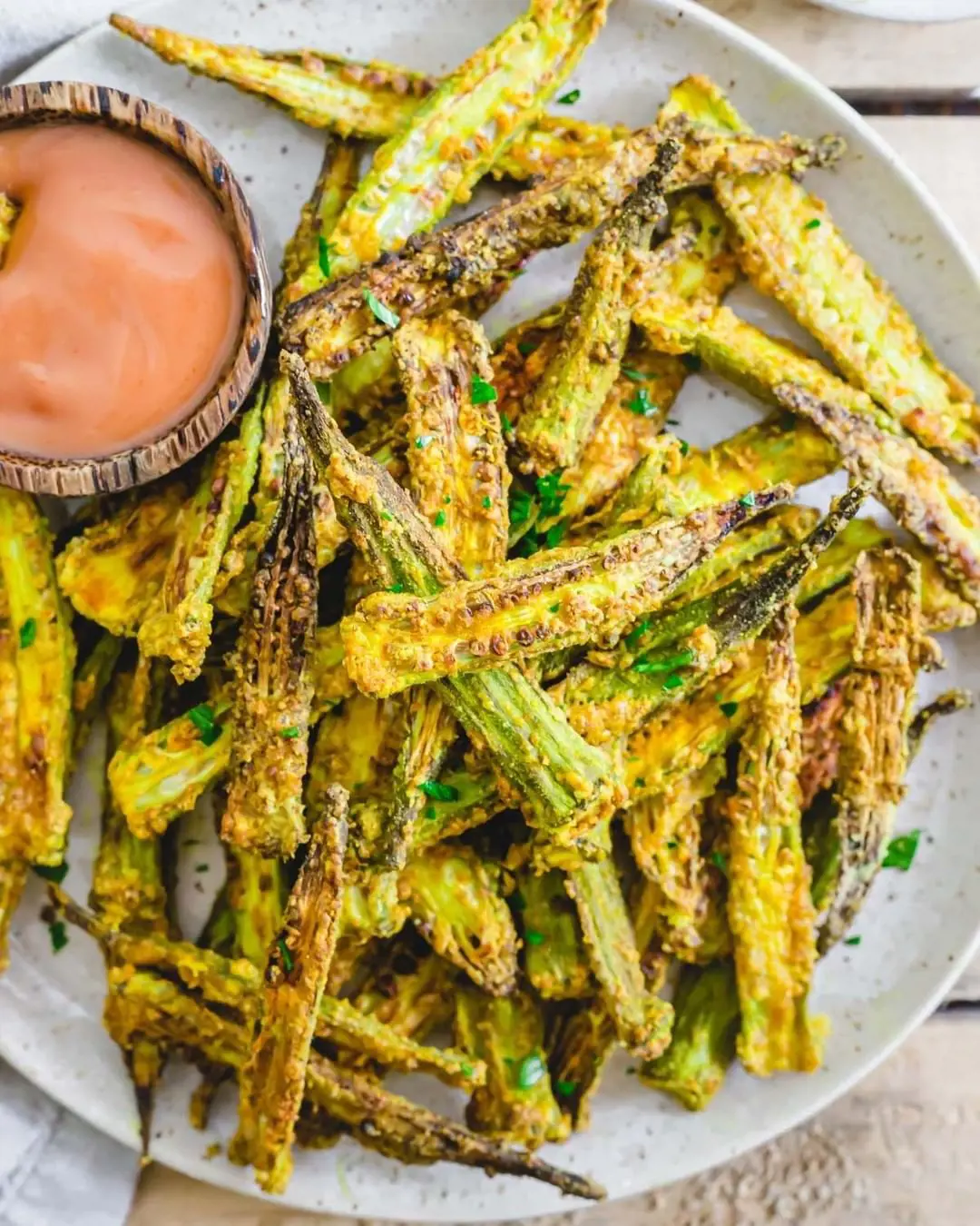 Air frying okra is a healthier take on the classic Southern dish