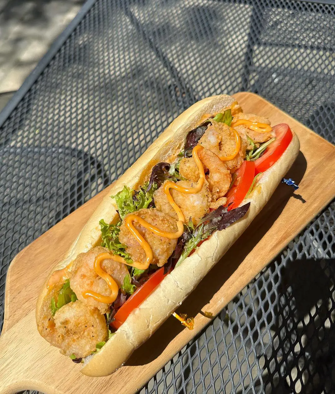 Okra is often added to a Louisiana Shrimp Po Boy Sandwich for a freshness