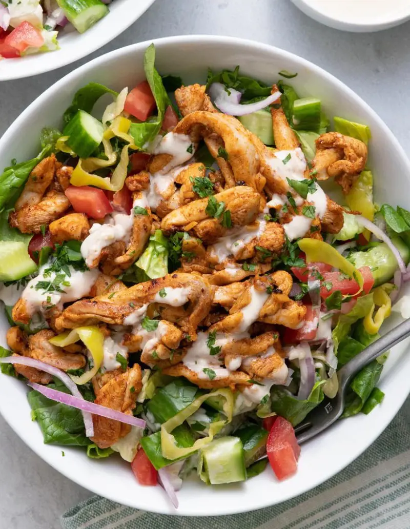 One of the most popular street foods Chicken Shawarma Salad is an easy meal loaded with nutritional benefits