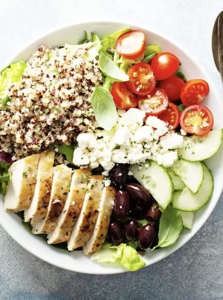  Greek chicken salad with low calorie prepared by Audrey Johns for losing weight