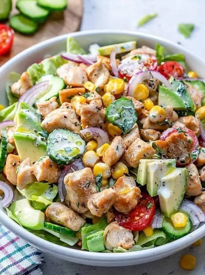 This healthy Ranch Chicken salad recipe is easy to make mixed with nutritious fillings