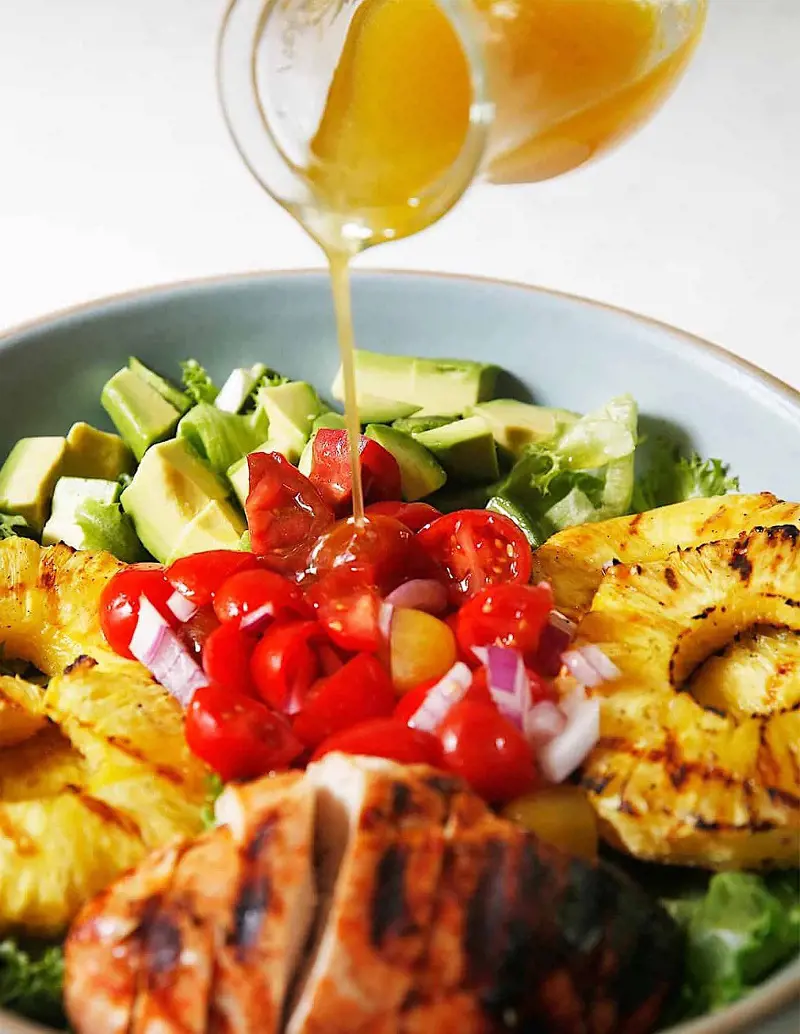 Sriracha Lime Grilled Chicken Salad is a simple dish overflowing with flavors and nutritious components include delivering health benefits