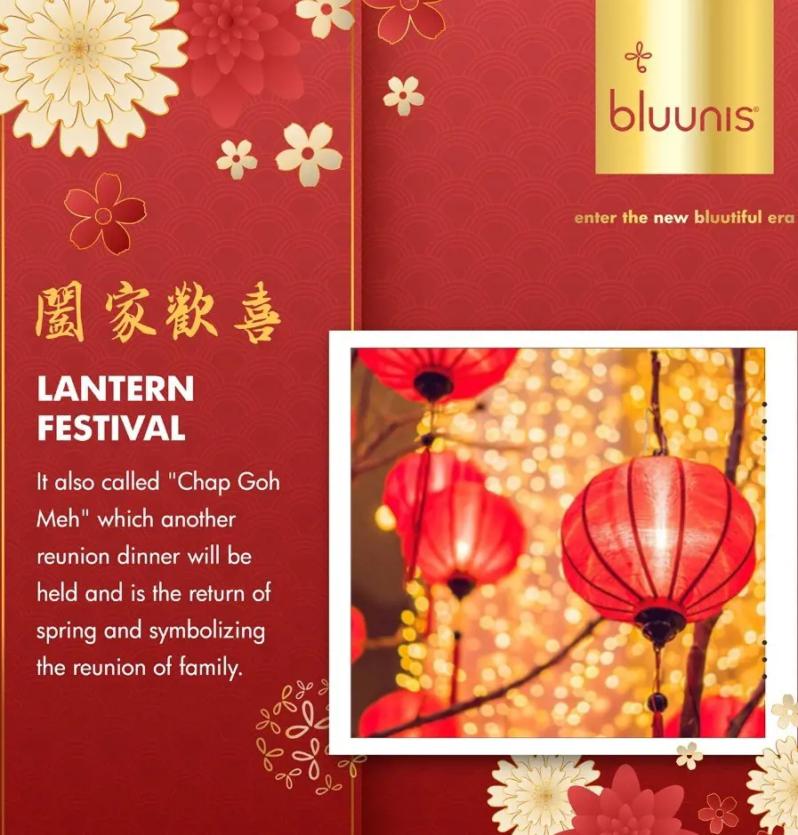 Chinese Lantern festival is celebrated on the 15th of February, where people light lanterns and send them off.