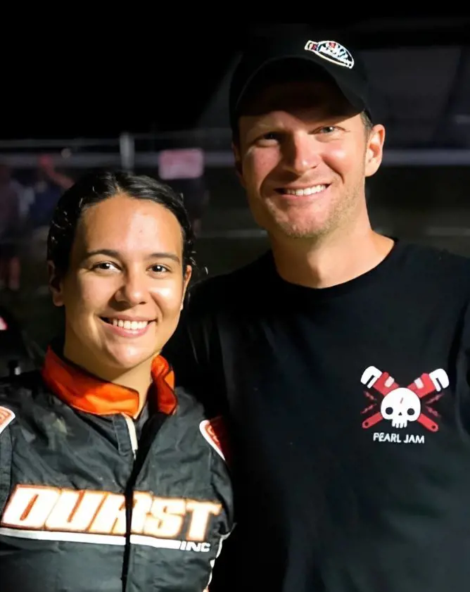 Earnhardt's niece Elledge participates in midget car racing; she achieved her first win at Millbridge Speedway on April 19, 2018
