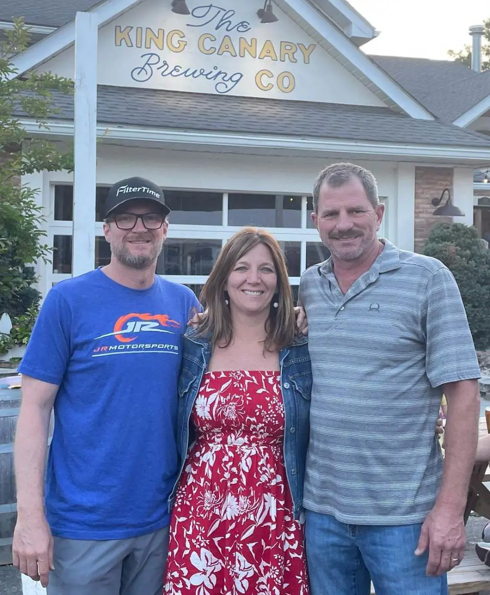 Kelley, chief executive officer of JR Motorsports, pictured with her brothers Earnhardt Jr (left) and Kerry